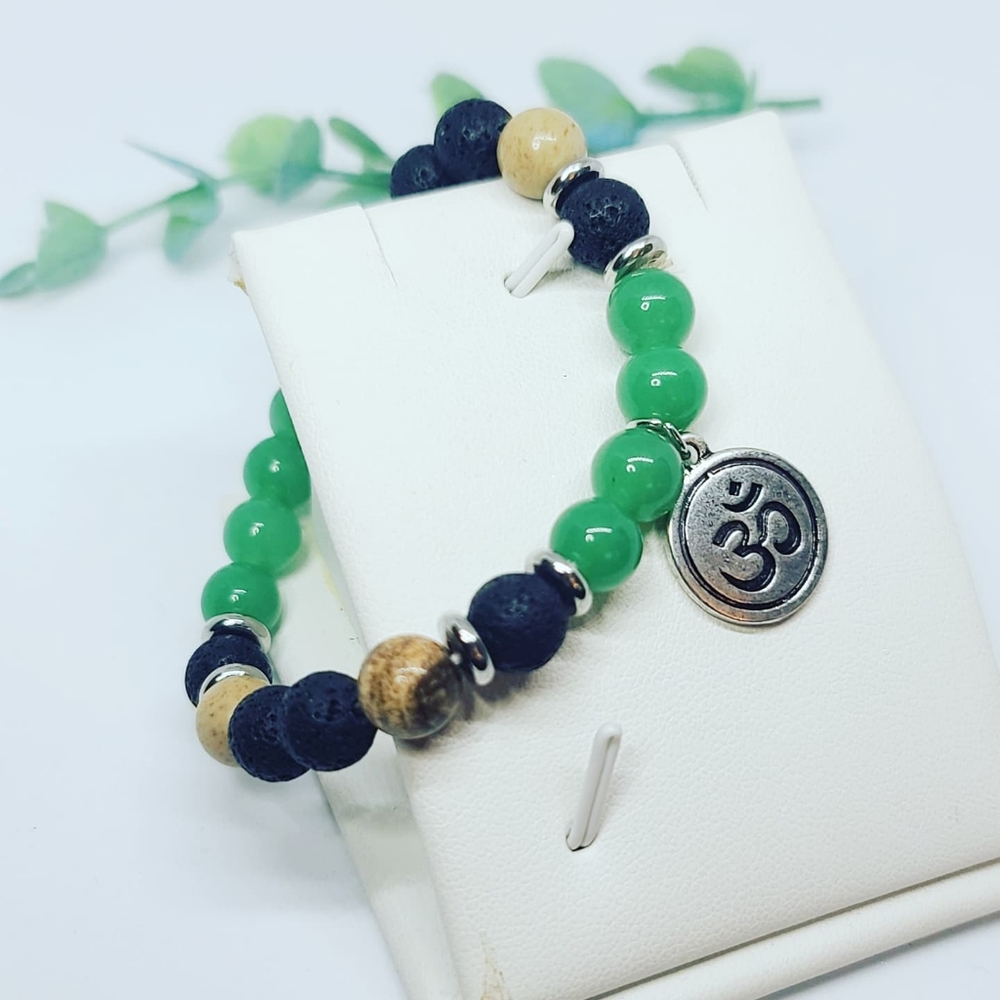 Green Aventurine, Lava Stone,Picture Jasper 🕉  charm bracelet🤩
